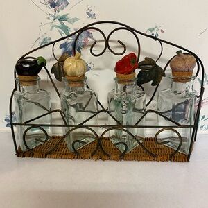 4 Piece Country Spice Jar Set with Rack.
